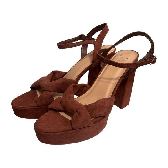 A New Day Sepia Brown Riah Open Toe Ankle Strap Block Heels Women's Size 9.5 - Picture 10 of 10